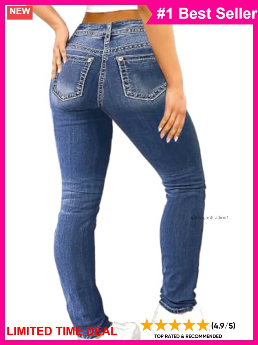 Skinny Jeans Mid Rise Stretch Butt Lifting Casual Denim